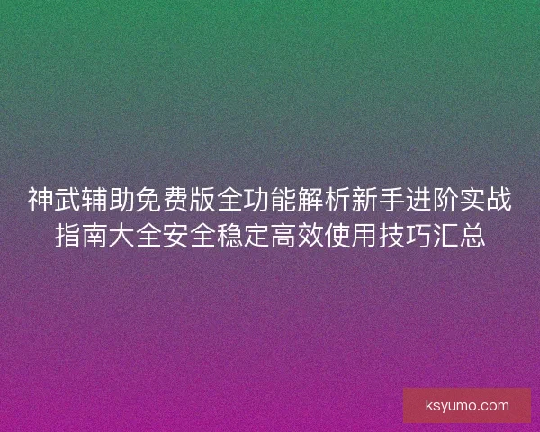 神武辅助免费版全功能解析新手进阶实战指南大全安全稳定高效使用技巧汇总